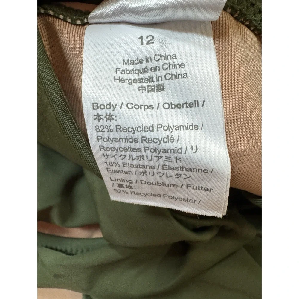 J. Crew Reimagined Olive One Shoulder Swimsuit Sz 12 Quiet Luxury Resortwear